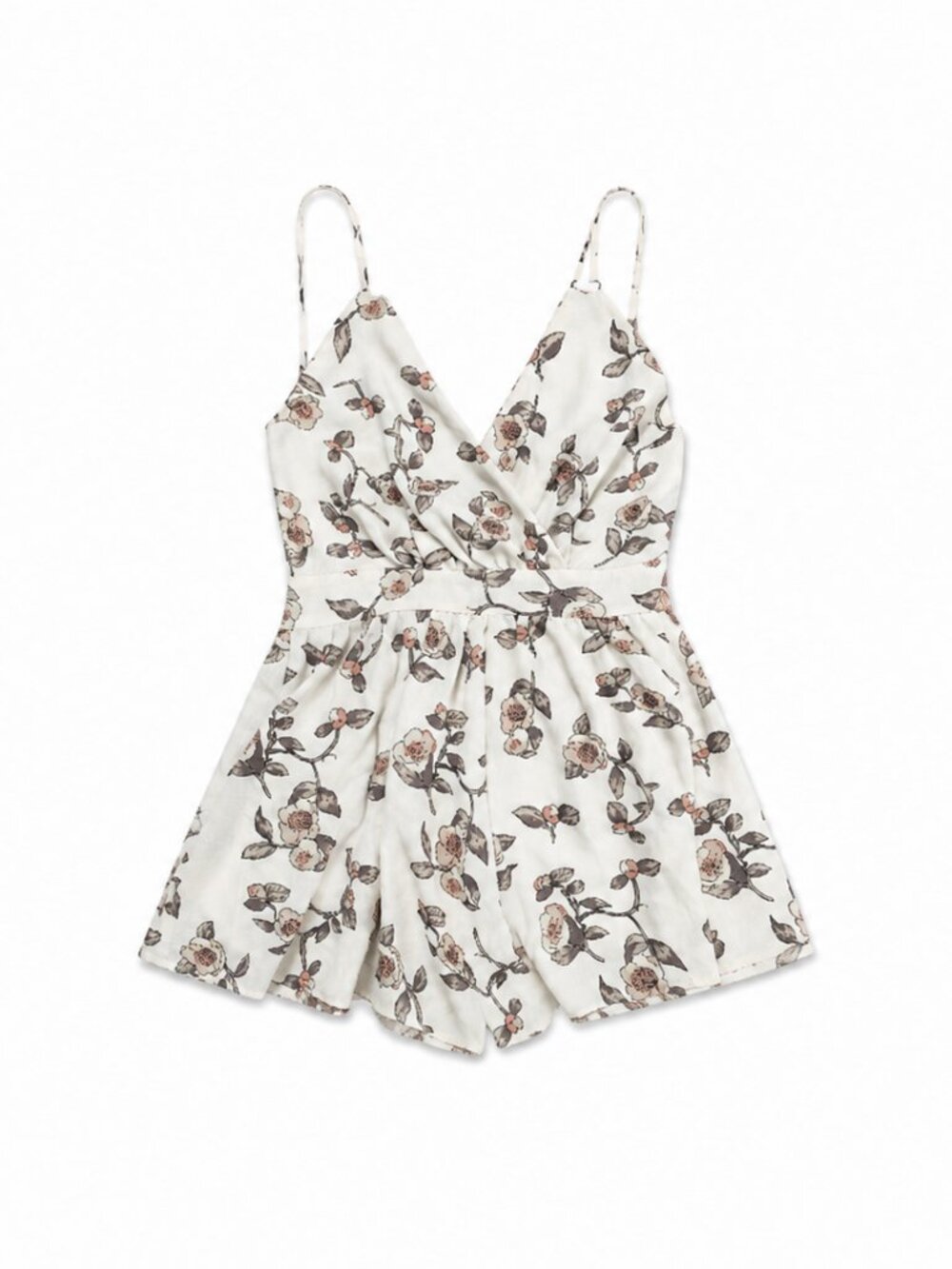 American Threads White Romper with Neutral Florals Size Small